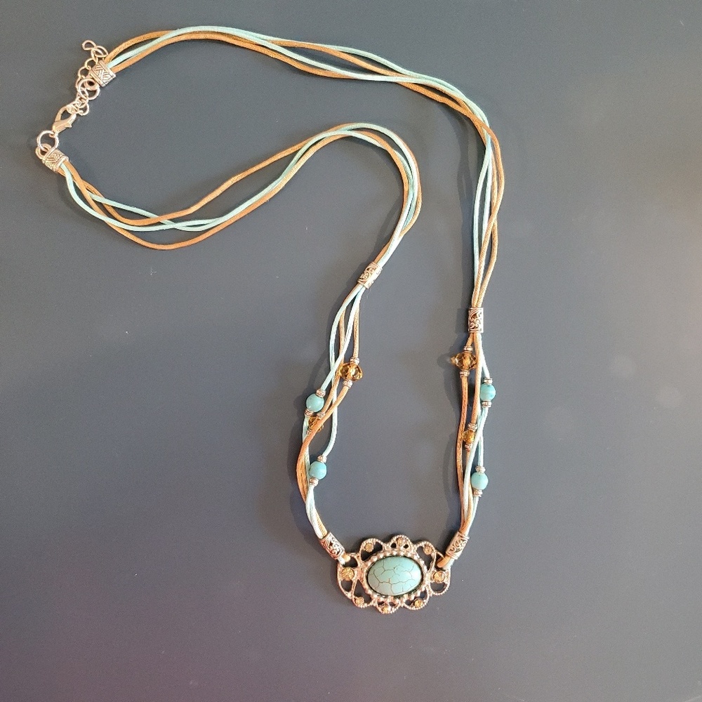 Brand new handmade turquoise & brown necklace